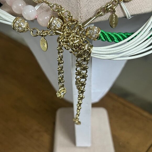 HEIDI DAUS Elegant Essentials 3 PIECE Leather , Cord , ROSE QUARTZ Necklace Set - Picture 4 of 5